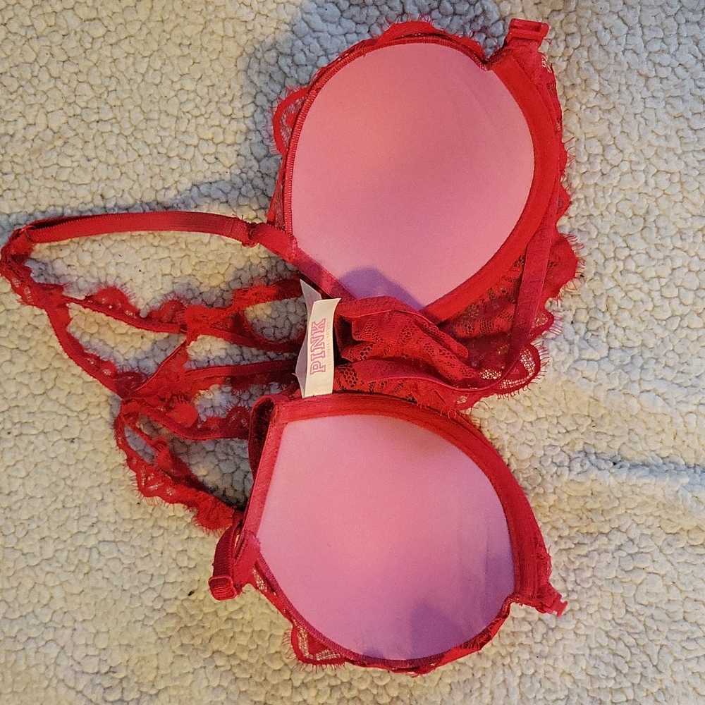 Victoria's Secret PINK Date Racerback Red Bra Size 34B - Picture 3 of 9